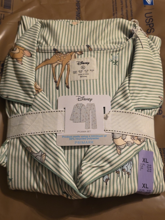 Primark Other - Disney x Primark Bambi Green Stripe Womens Pajama Set - XL